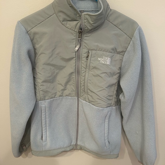The North Face Gray and Light Blue Fleece Jacket - Picture 1 of 2